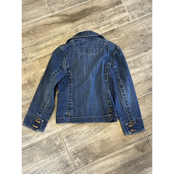 Old Navy Denim Jacket Girls Blazer Style Button Front Pockets Stretch Girl's XS - Picture 3 of 5